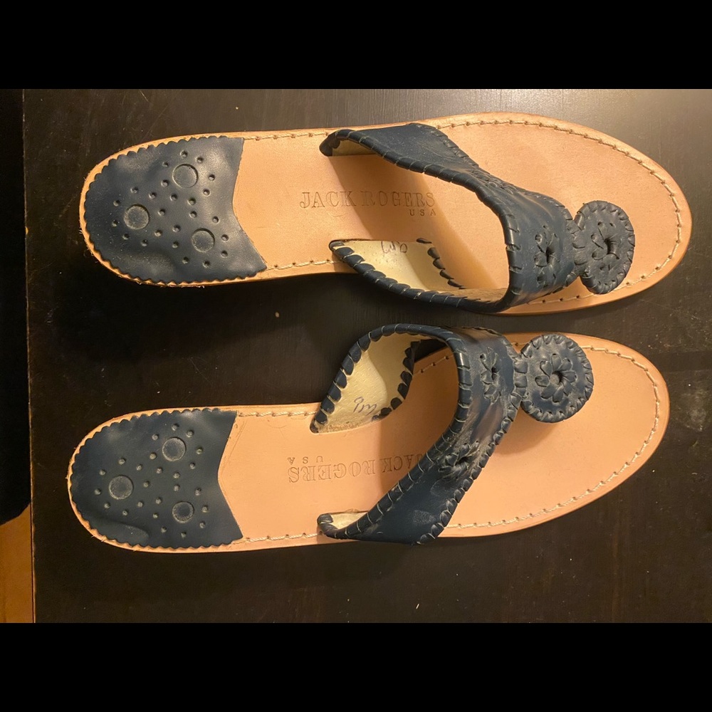 Jack Rogers Navy Blue Wedge Sandals - Size 9